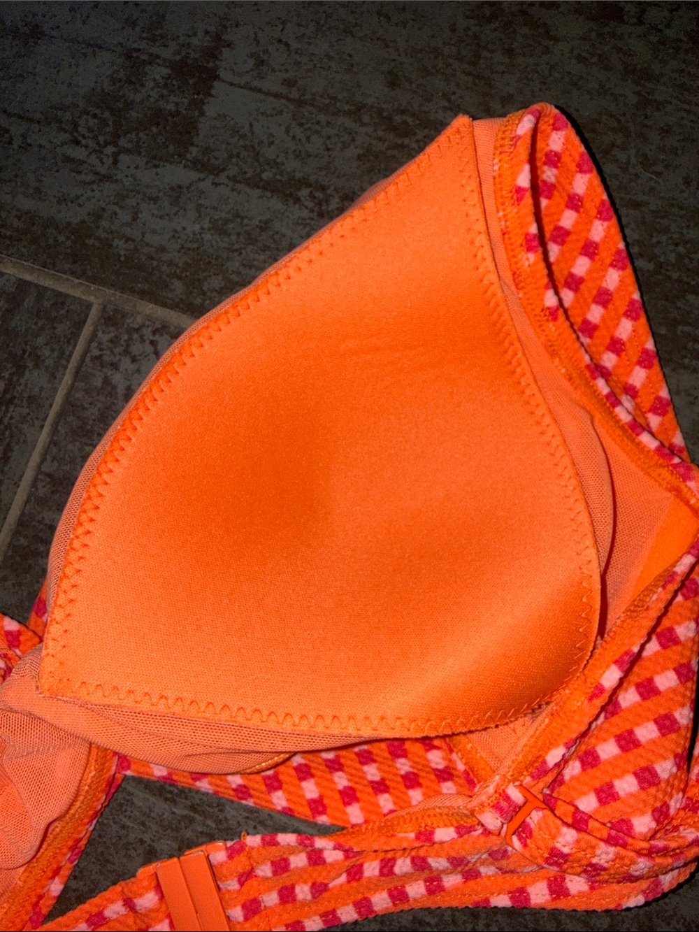 Sea level Australia Bright Red and Pink Check Bikini Top - Picture 5 of 9